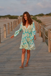 Faye Tunic Dress // Benirras Print - Celeste