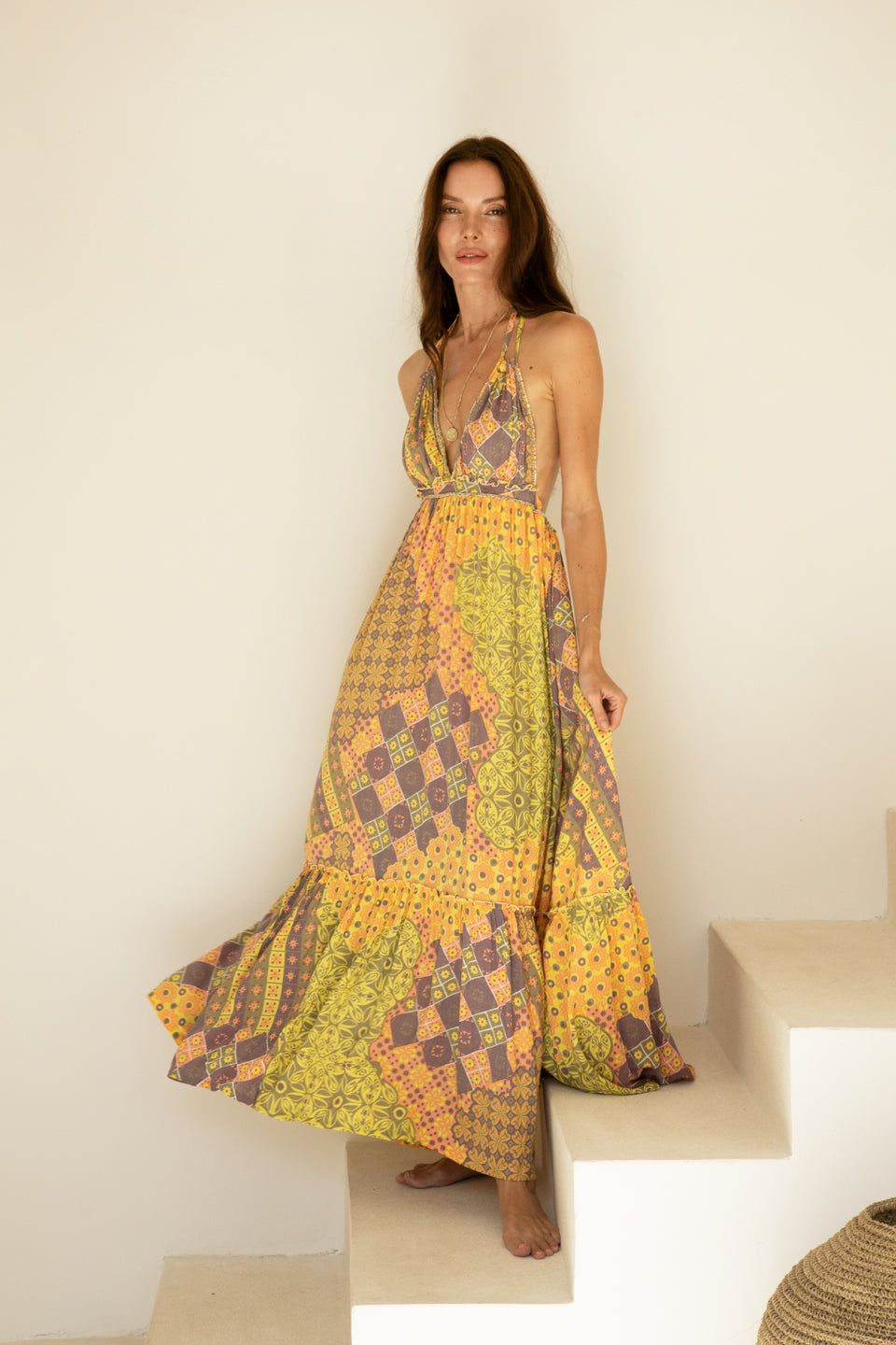 Paloma Long Dress // Patchwork Print