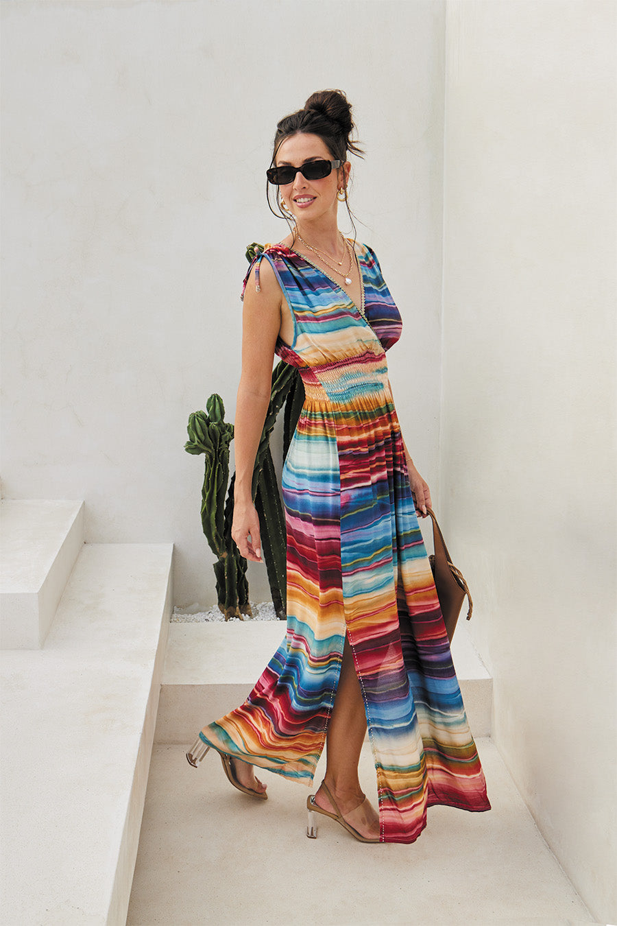 ALLEGRA LONG DRESS // STRIPED SAVANNA TIE DYE