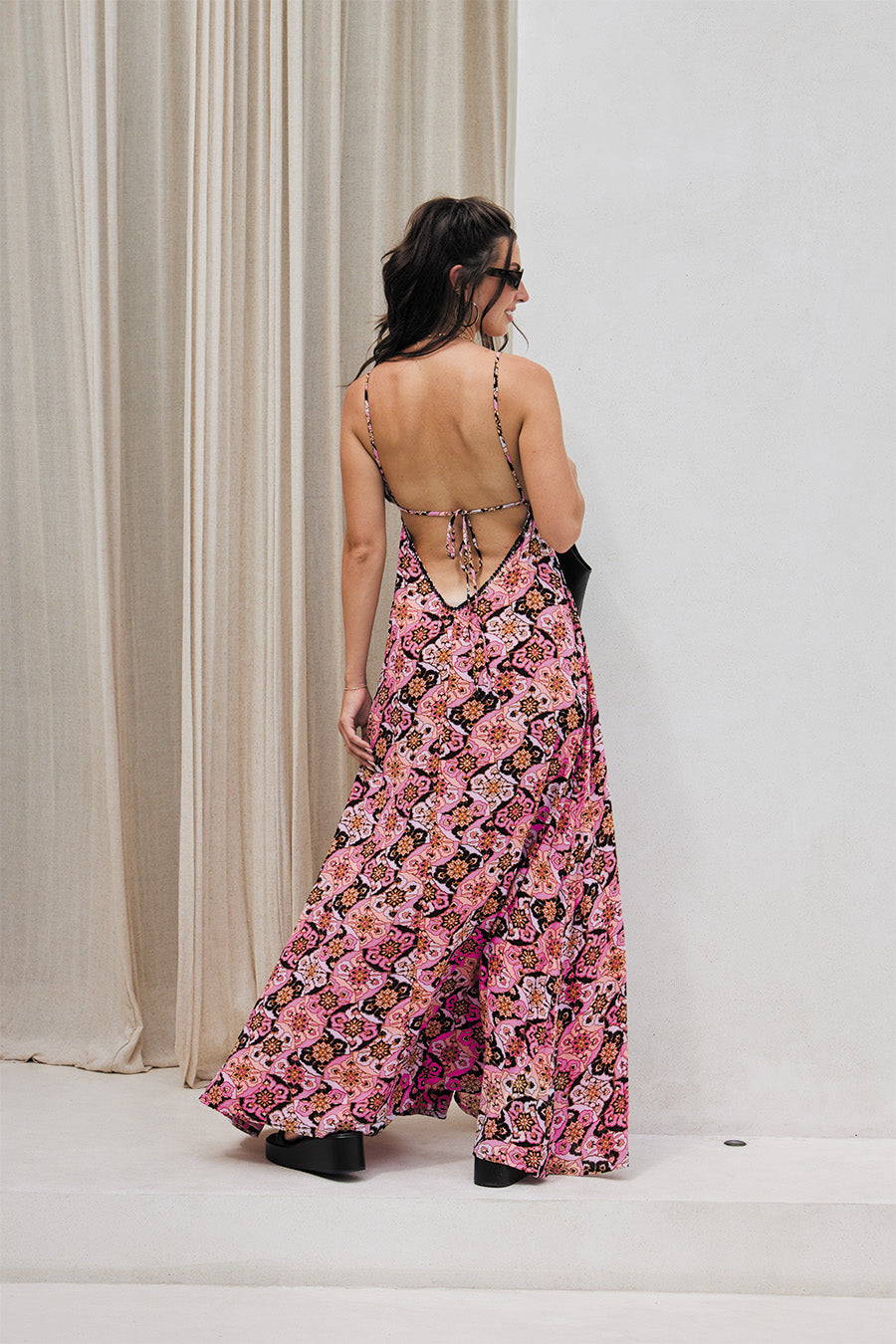 AURORA LONG DRESS // PSYCHEDELIC PRINT WITH LACE