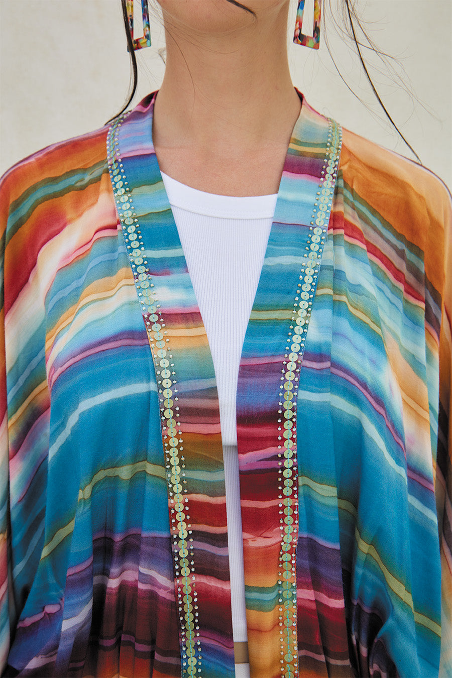 ODYSSEY TOP KIMONO // STRIPED SAVANNA TIE DYE