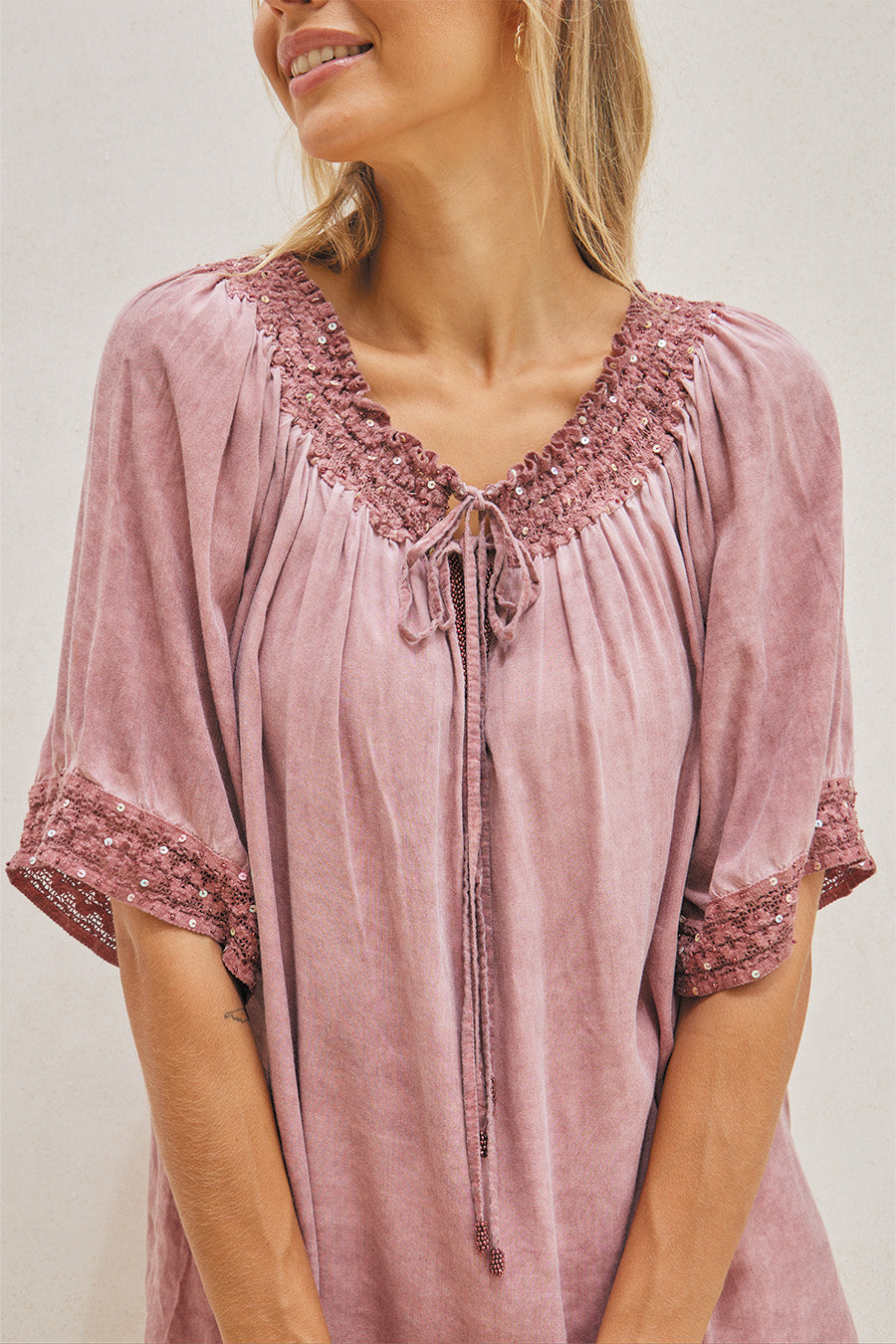 AURORA BLOUSE // PIGMENT COLOR WITH LAVISH LACE