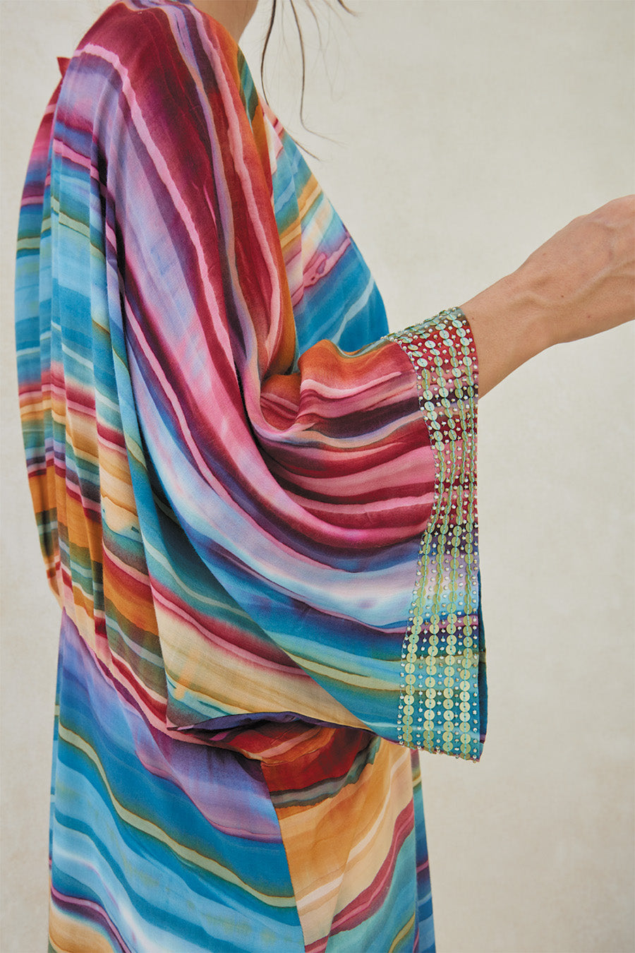 ODYSSEY TOP KIMONO // STRIPED SAVANNA TIE DYE