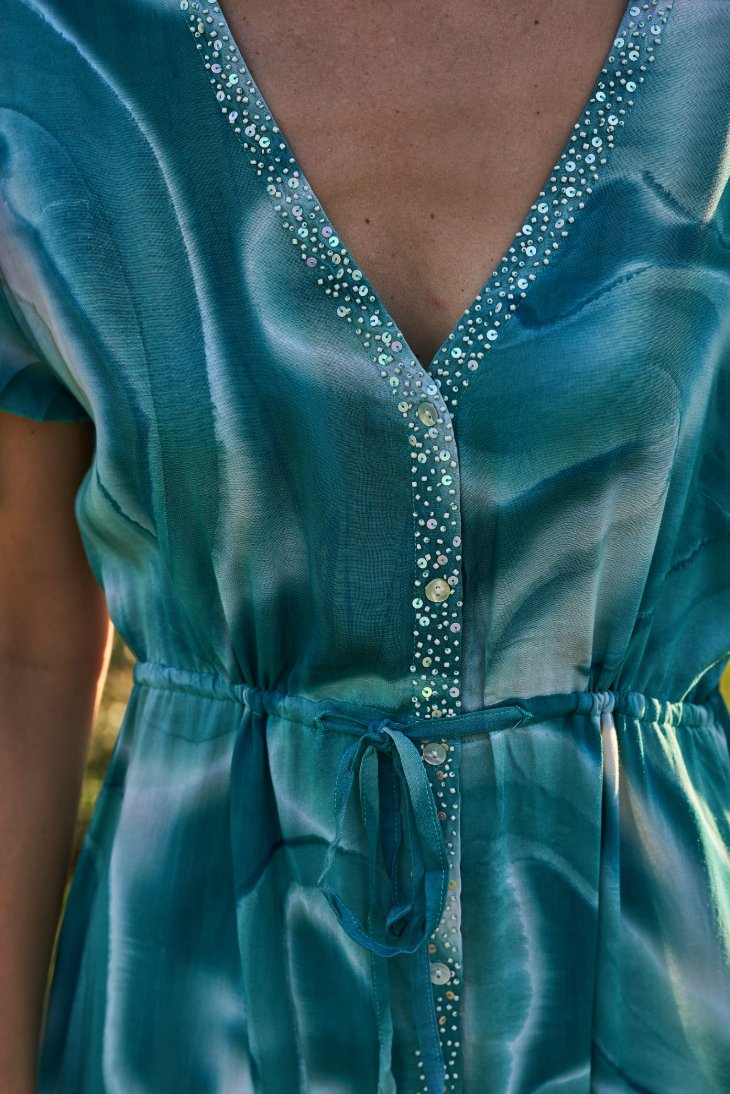 Edie Duster Dress // Es Canar Tie Dye - Green