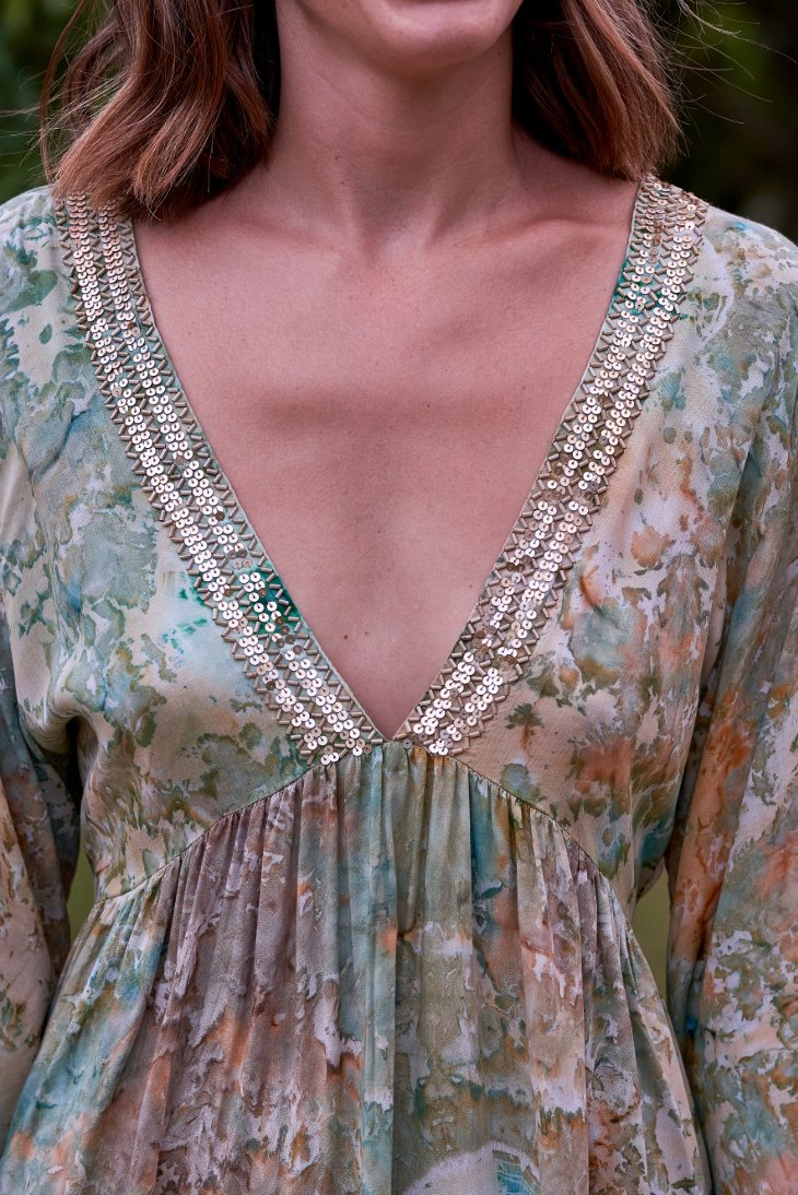 Faye Tunic Dress // Bora Tie Dye - Gold