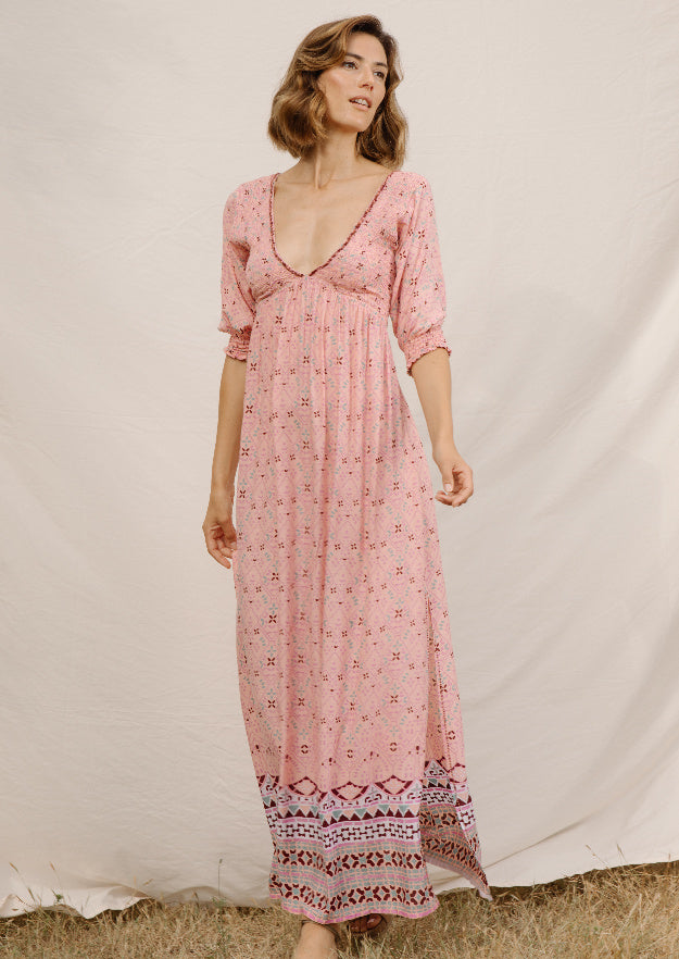 Dulce Long Dress // Folk Print