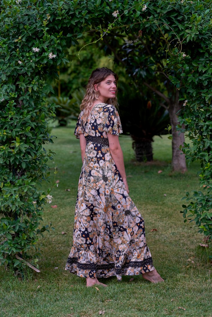 Ines Dress // Gertrudis Print - Terracotta