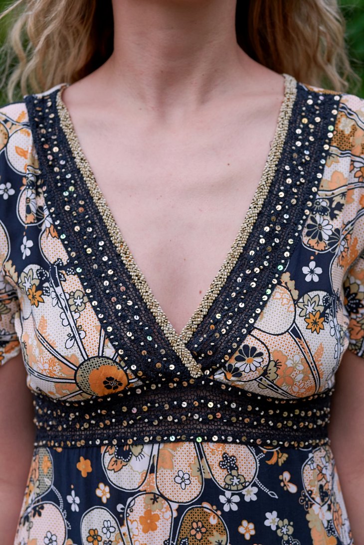 Ines Dress // Gertrudis Print - Terracotta